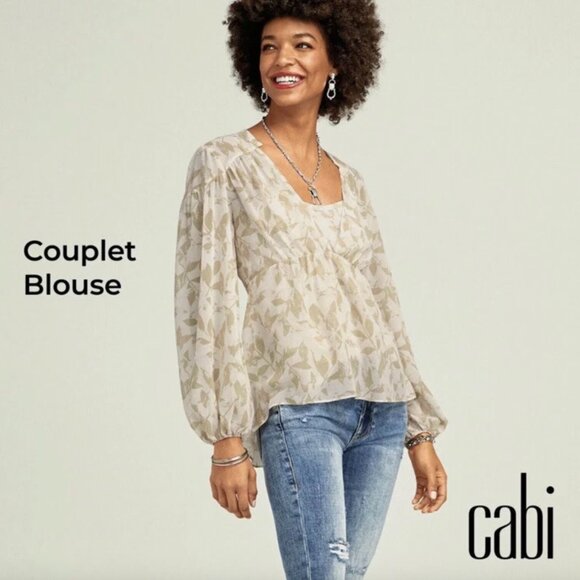 CAbi Couplet Blouse #4156 - 2 Piece Set - Cami & Semi Sheer Blouse Size Small - Picture 2 of 9